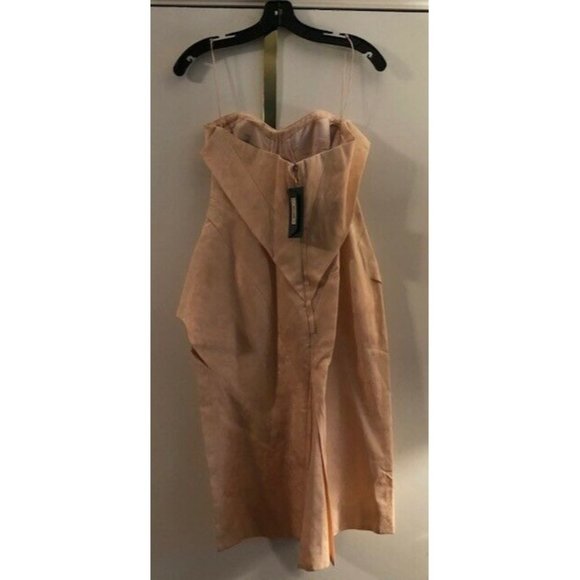 NWT $2800 ZAC POSEN FLORAL BROCADE PEPLUM STRAPLESS POWDER PINK DRESS SIZE 6 - Picture 4 of 5